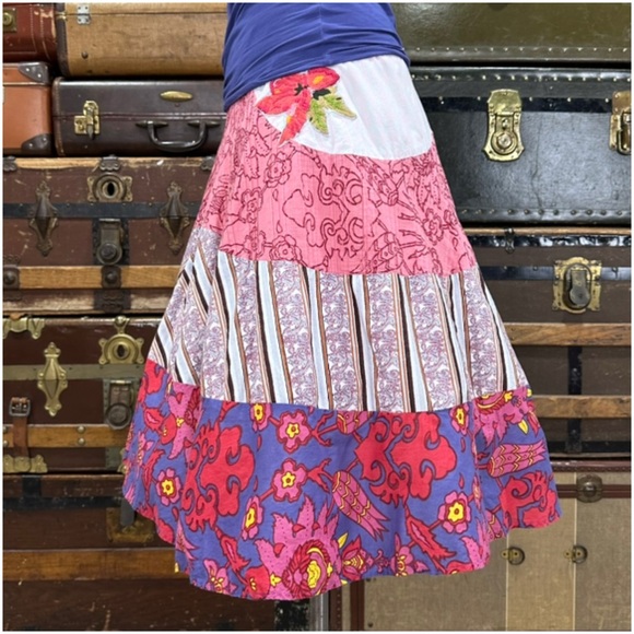 2005 Anthro Patchwork Boho Skirt by Aquarius - Picture 5 of 12